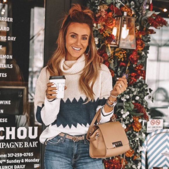 Pink Lily Boutique Color Block Turtleneck Sweater - Picture 3 of 8